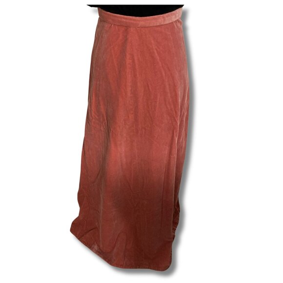 Vintage dusty rose pink long velvet maxi ankle a-line skirt ~ Boho XXS XS SMALL - Picture 1 of 9